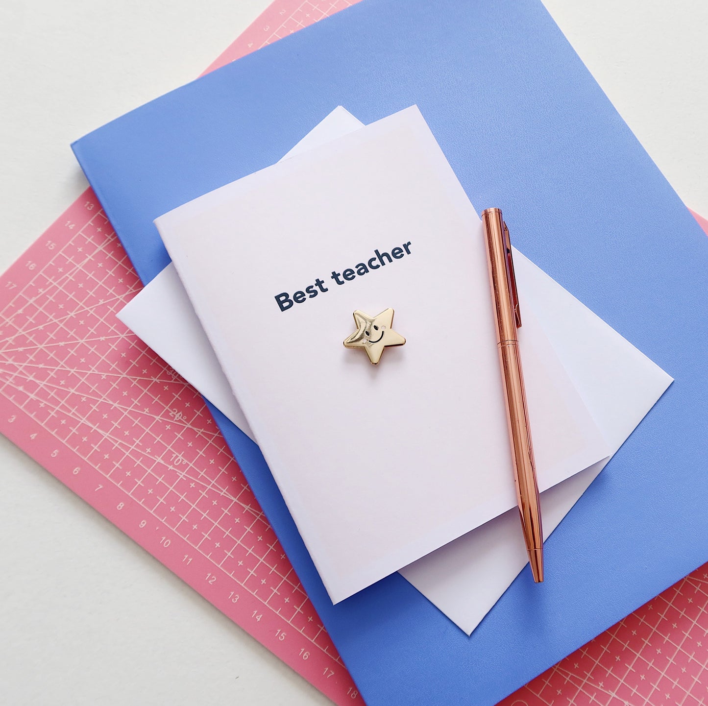 Best Teacher Card with Gold Star Pin