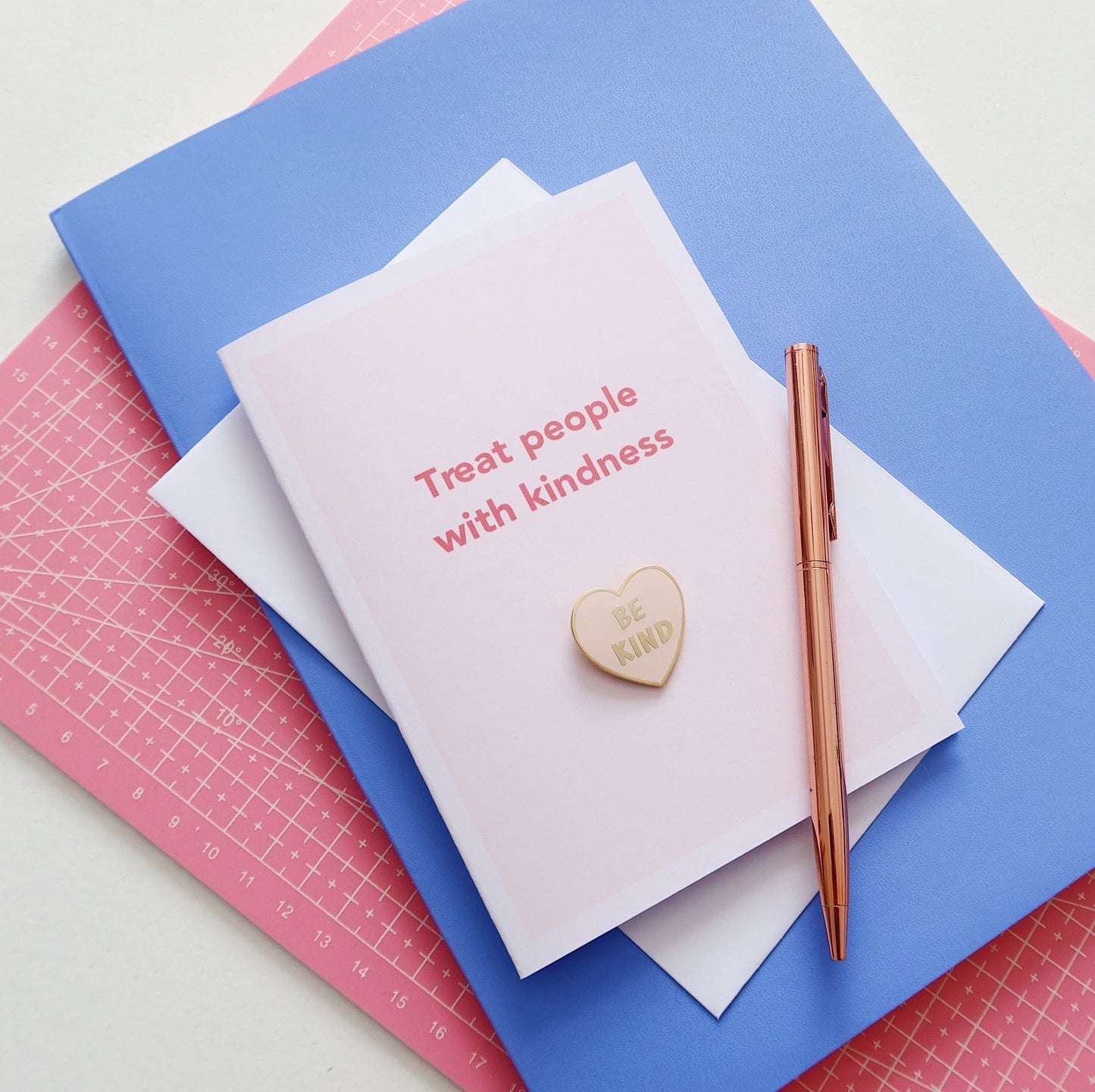 Treat People With Kindness Card with Pin - Stay Soft Co