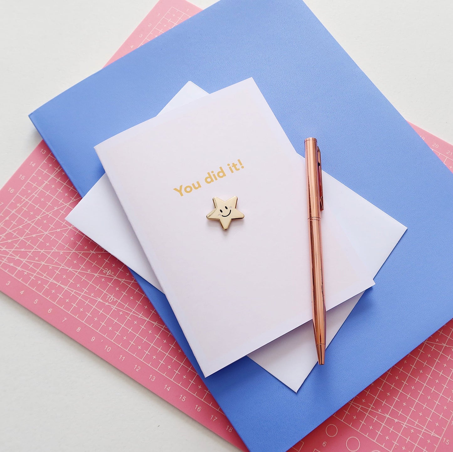 You Did It Card with Gold Star Pin - Stay Soft Co
