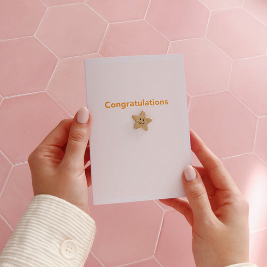 Congratulations Card with Gold Star Pin