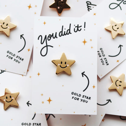 Gold Star Pin Badge