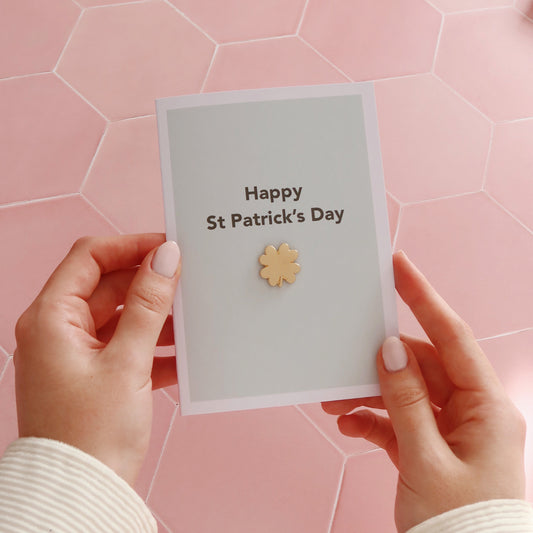 St Patrick’s Day Card with Clover Pin