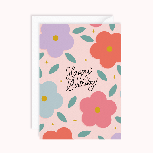 Floral Happy Birthday Card