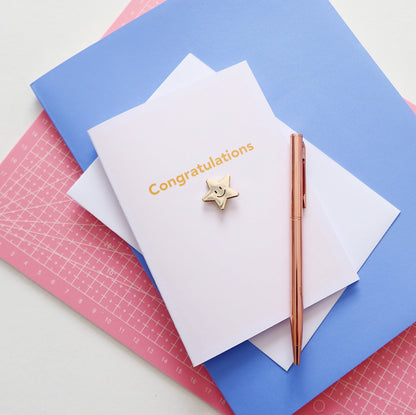 Congratulations Card with Gold Star Pin - Stay Soft Co