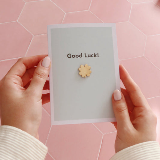 Good Luck Card with Clover Pin - Stay Soft Co