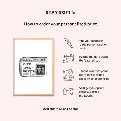 Personalised Newspaper Print - Stay Soft Co