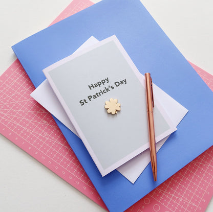 St Patrick’s Day Card with Clover Pin - Stay Soft Co