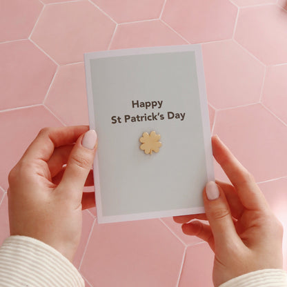 St Patrick’s Day Card with Clover Pin - Stay Soft Co