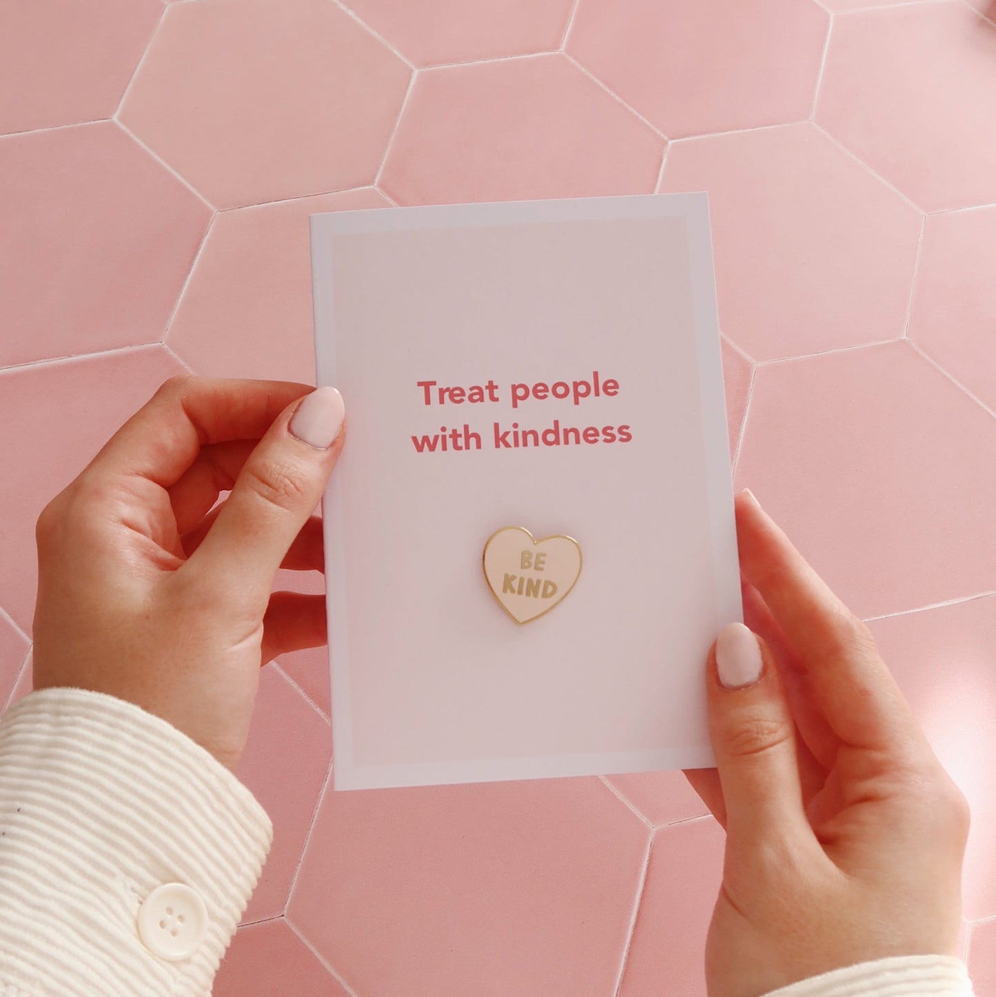 Treat People With Kindness Card with Pin - Stay Soft Co