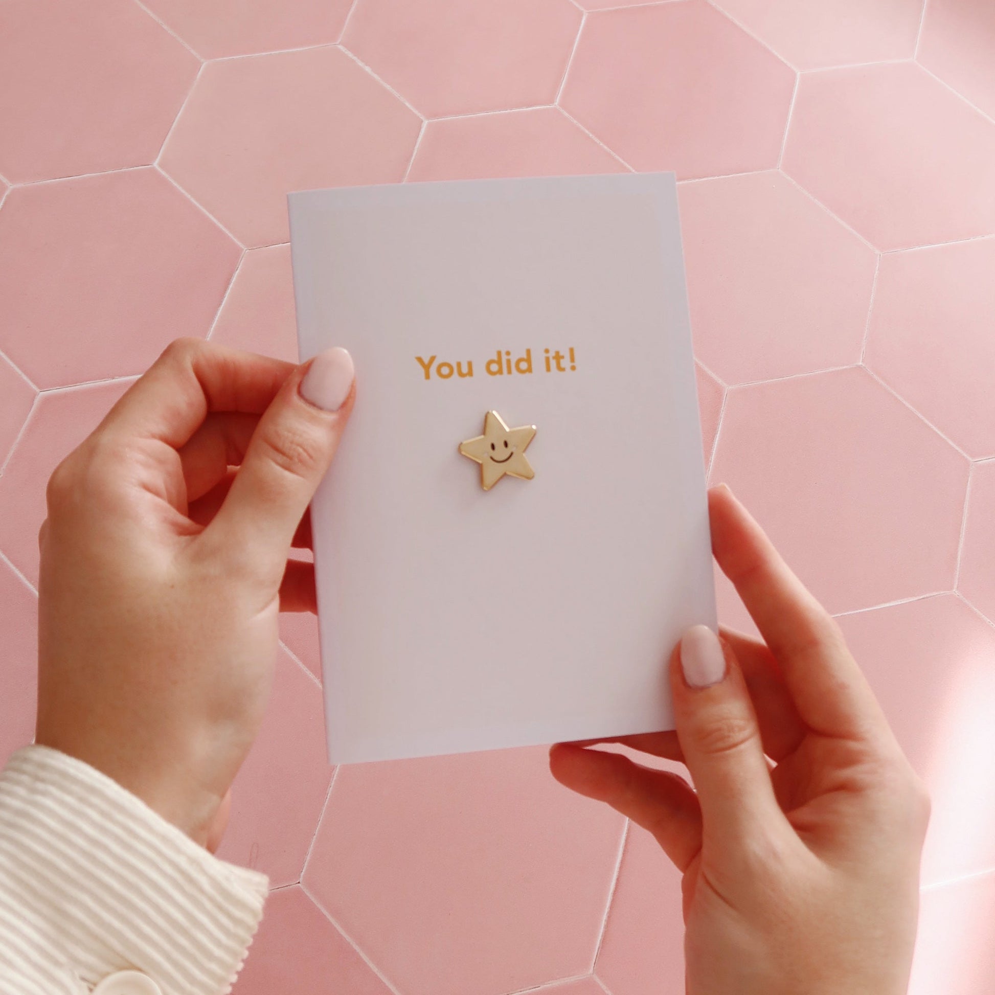 You Did It Card with Gold Star Pin - Stay Soft Co